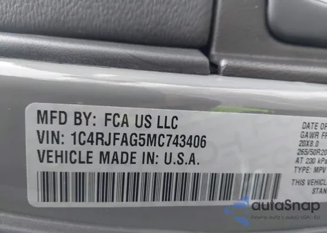 2021 Jeep Grand Cherokee Laredo X 4X4 from USA, damaged, VIN 1C4RJFAG5MC743406